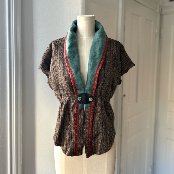 Vintage 00s Cesar Arellanes cap sleeve vest Large - Picture 3 of 6